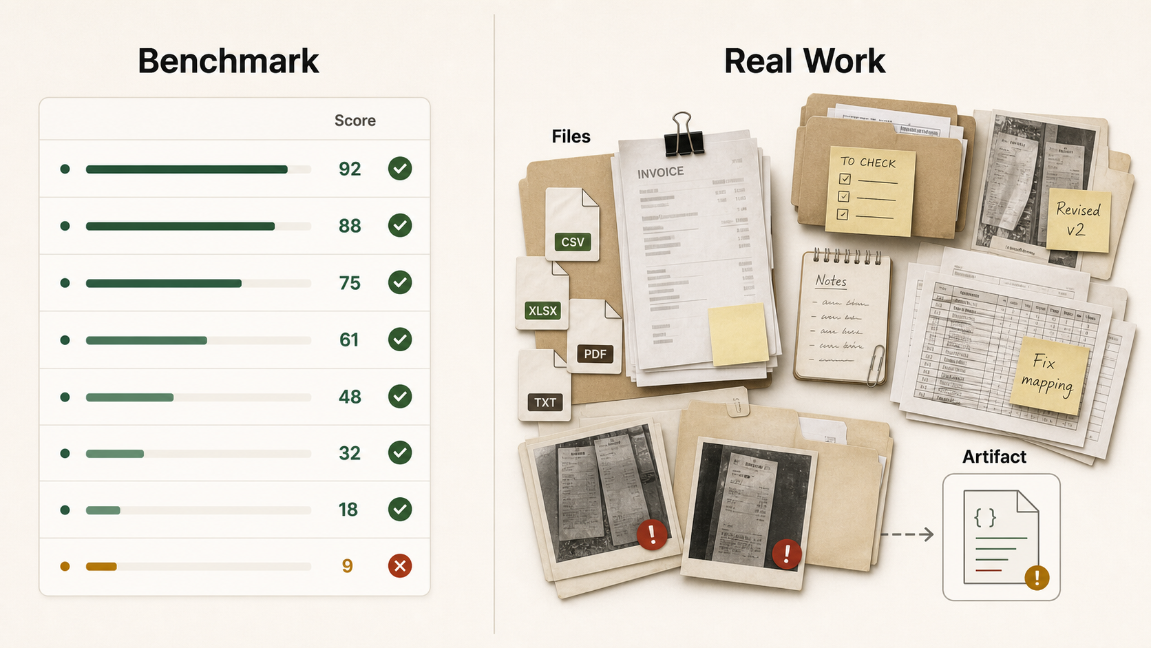 Practical benchmark framing benchmark note infographic